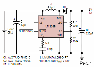 DC/DC-преобразователь LT1308A до нескольких сотен вольт при питании от 3В